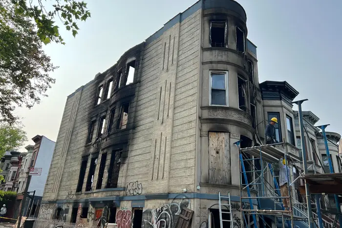 A building standing after a fire.